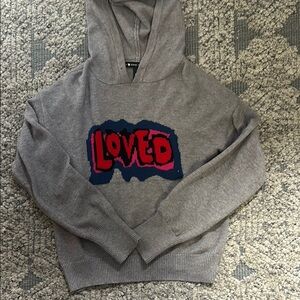 Bloomingdale’s aqua brand Gray Hoodie with 'Loved' Graphic